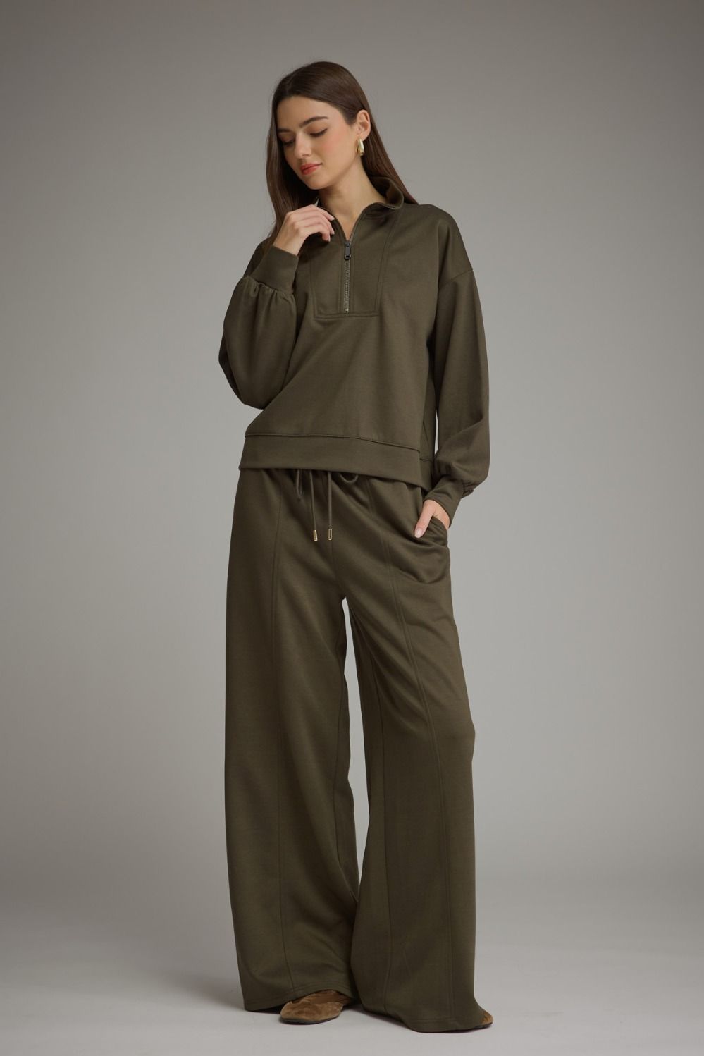 Wide-Leg Drawstring Lounge Pants