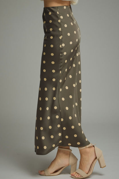 Green Polka Dot Midi Skirt
