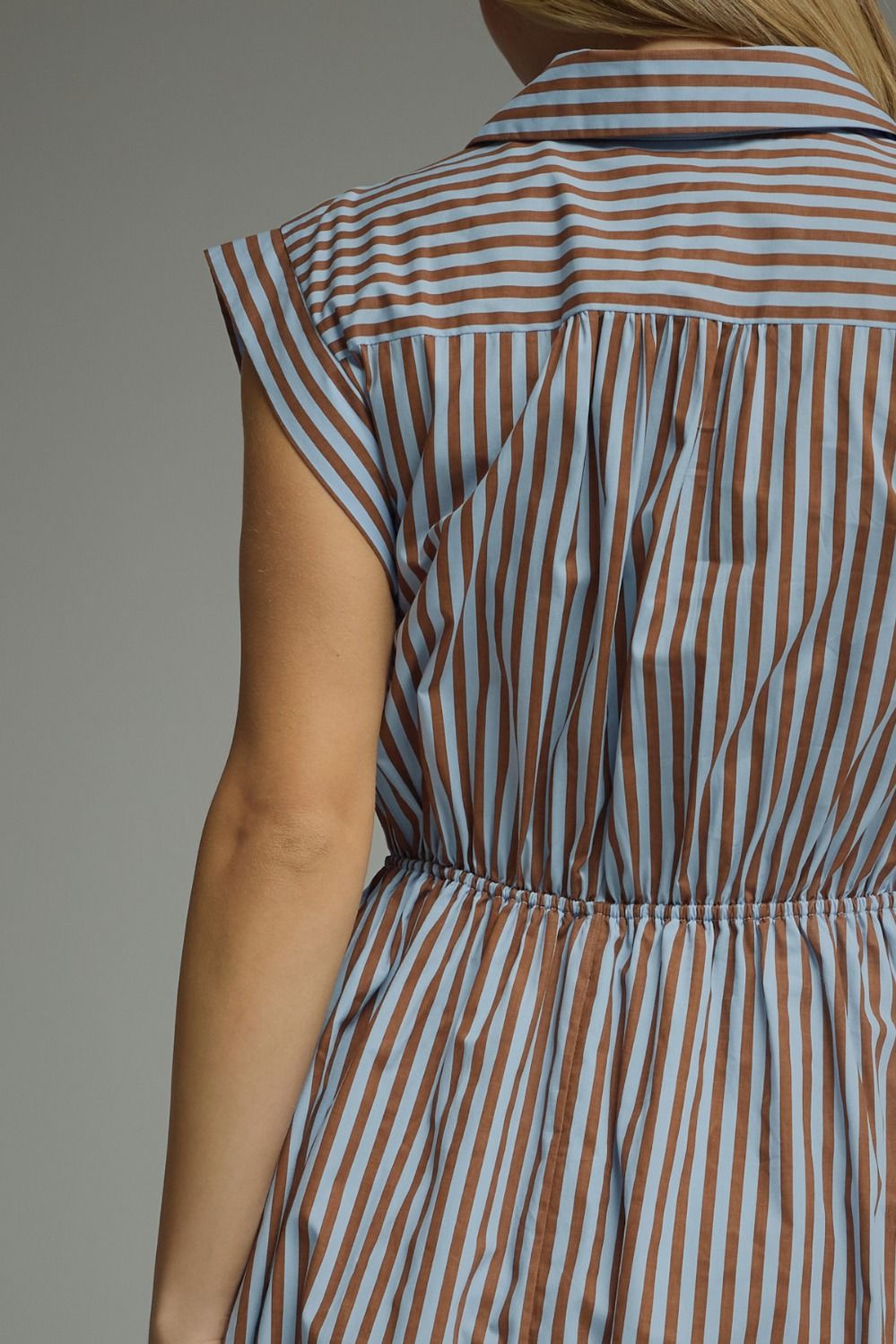 Striped Cap Sleeve Midi Dress
