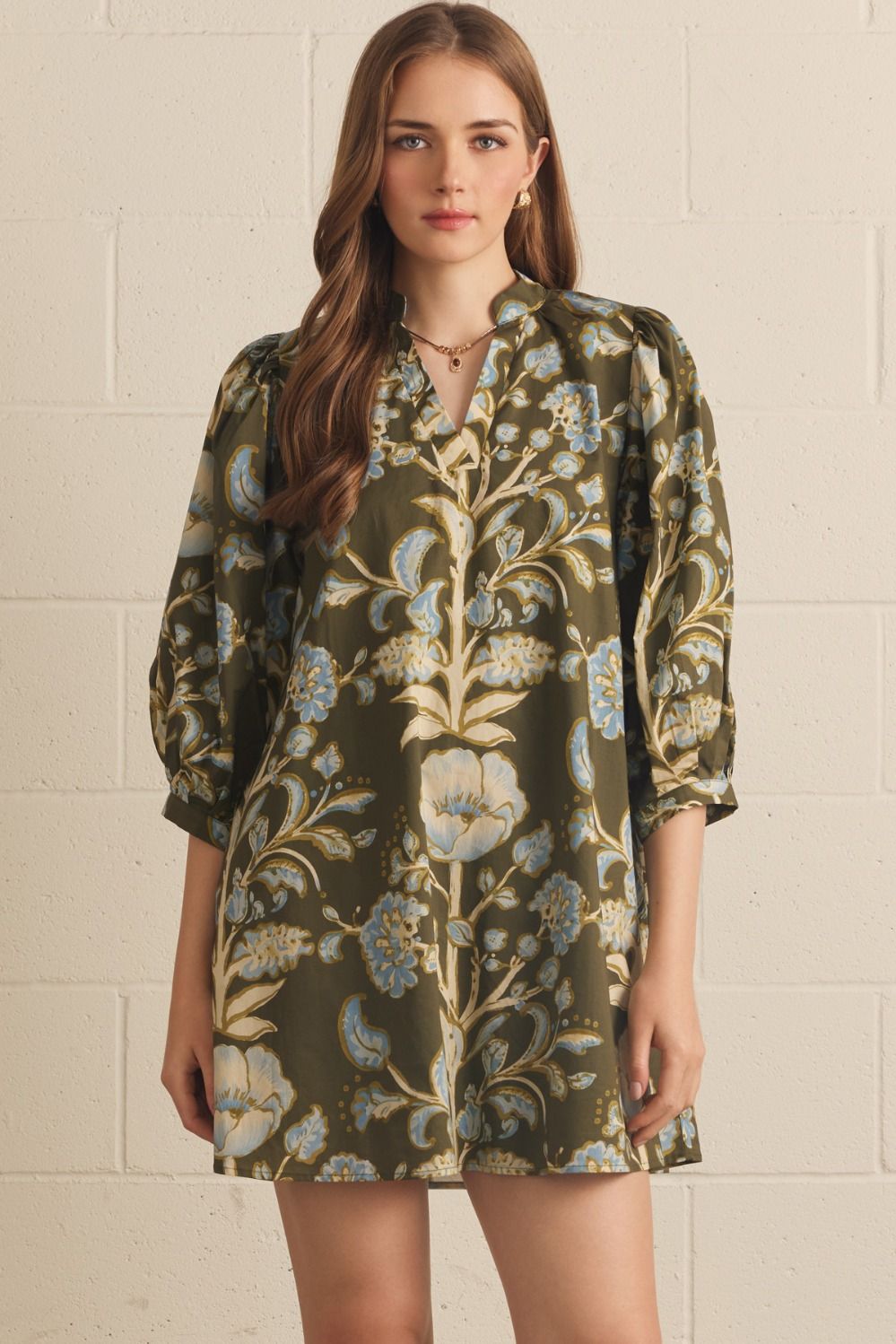 Floral Puff Sleeve Mini Dress