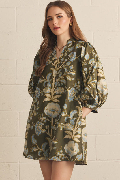 Floral Puff Sleeve Mini Dress