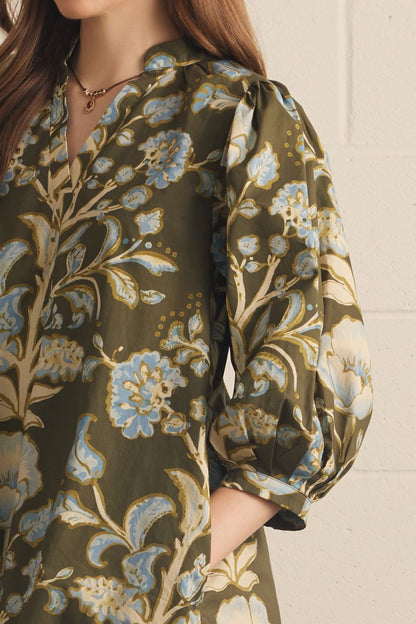 Floral Puff Sleeve Mini Dress