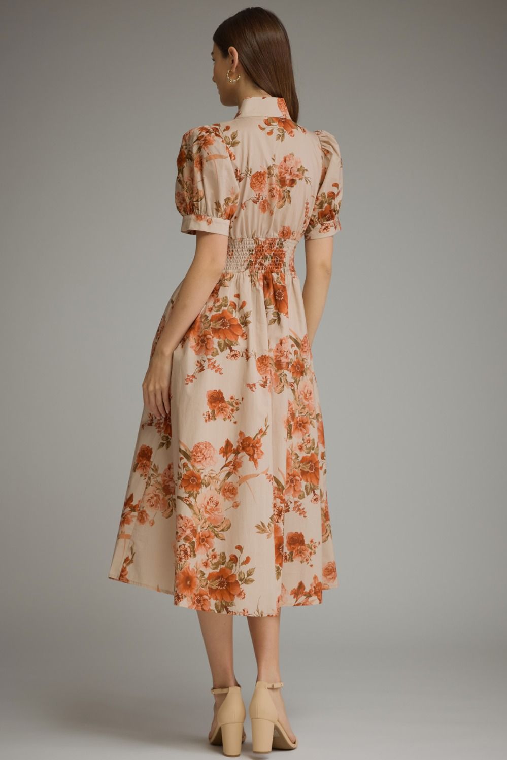 Red Floral Midi Dress