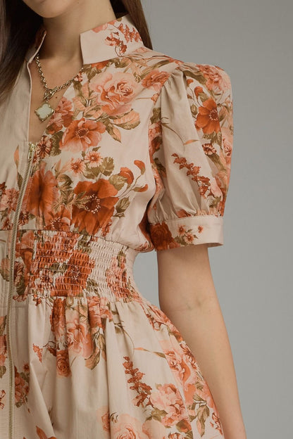 Red Floral Midi Dress