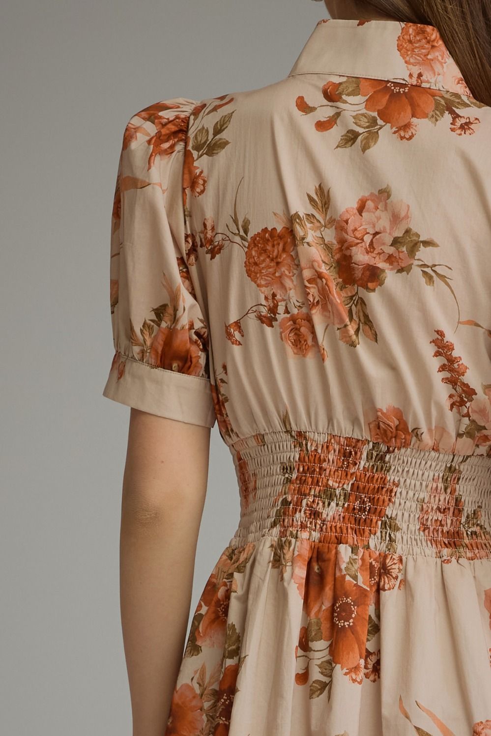 Red Floral Midi Dress