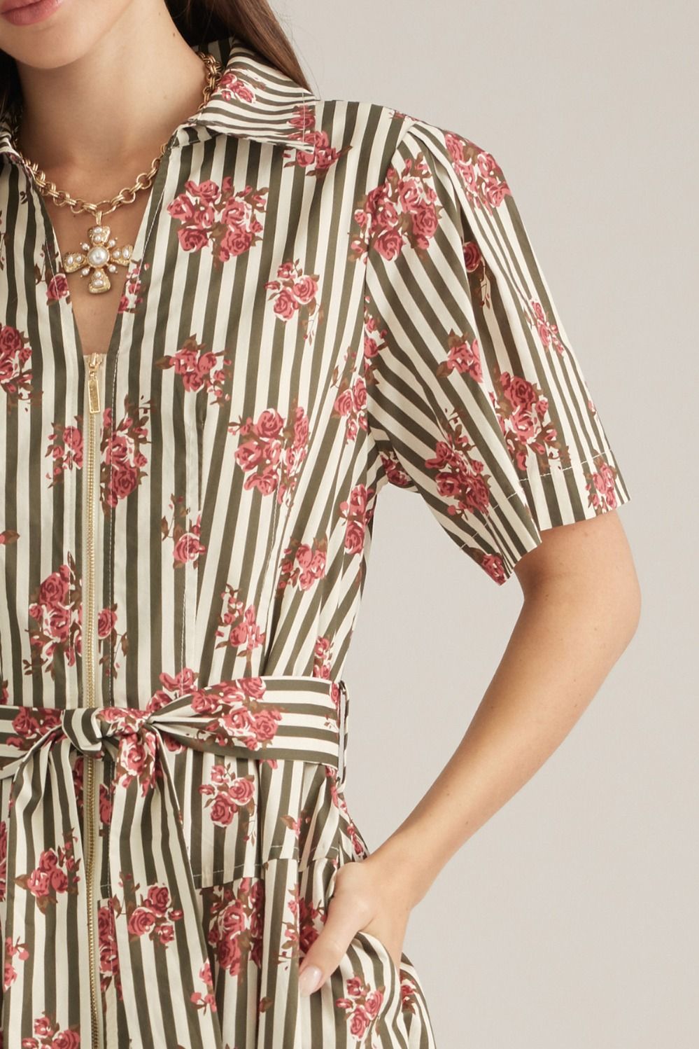 Floral Stripe Midi Dress
