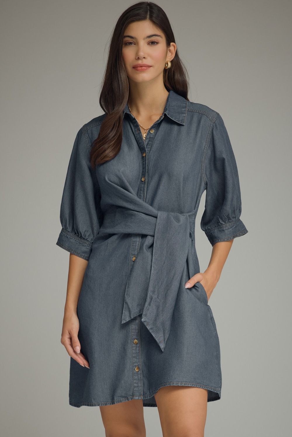 Tencel Denim Tie-Front Mini Dress