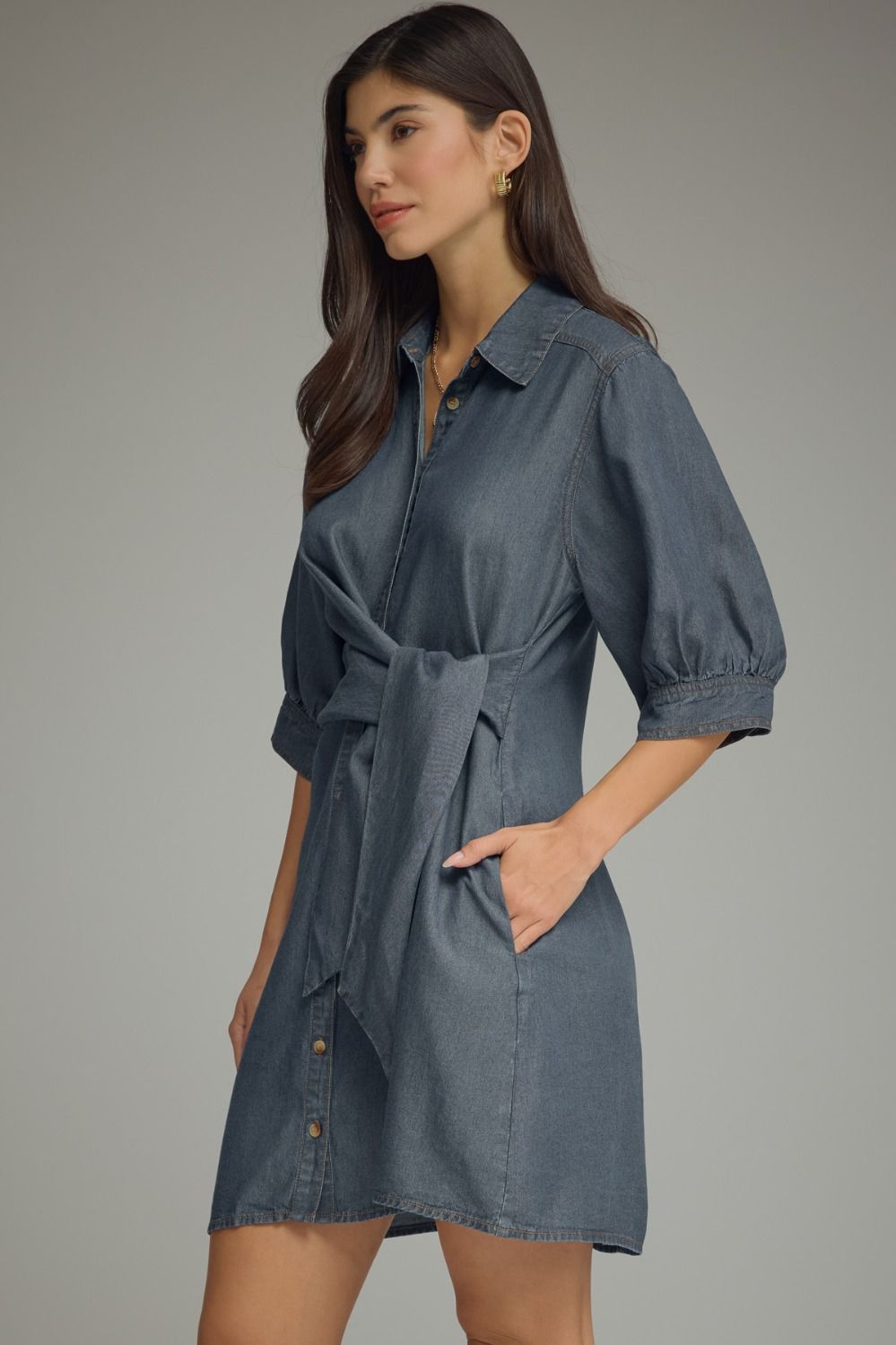 Tencel Denim Tie-Front Mini Dress