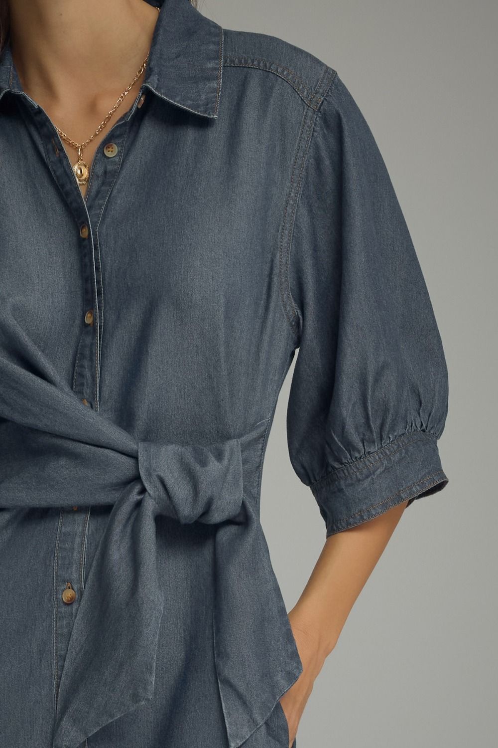 Tencel Denim Tie-Front Mini Dress