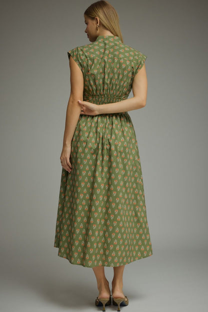 Floral Block Print Midi Dress
