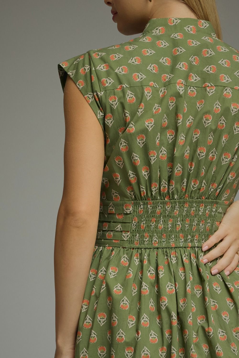 Floral Block Print Midi Dress