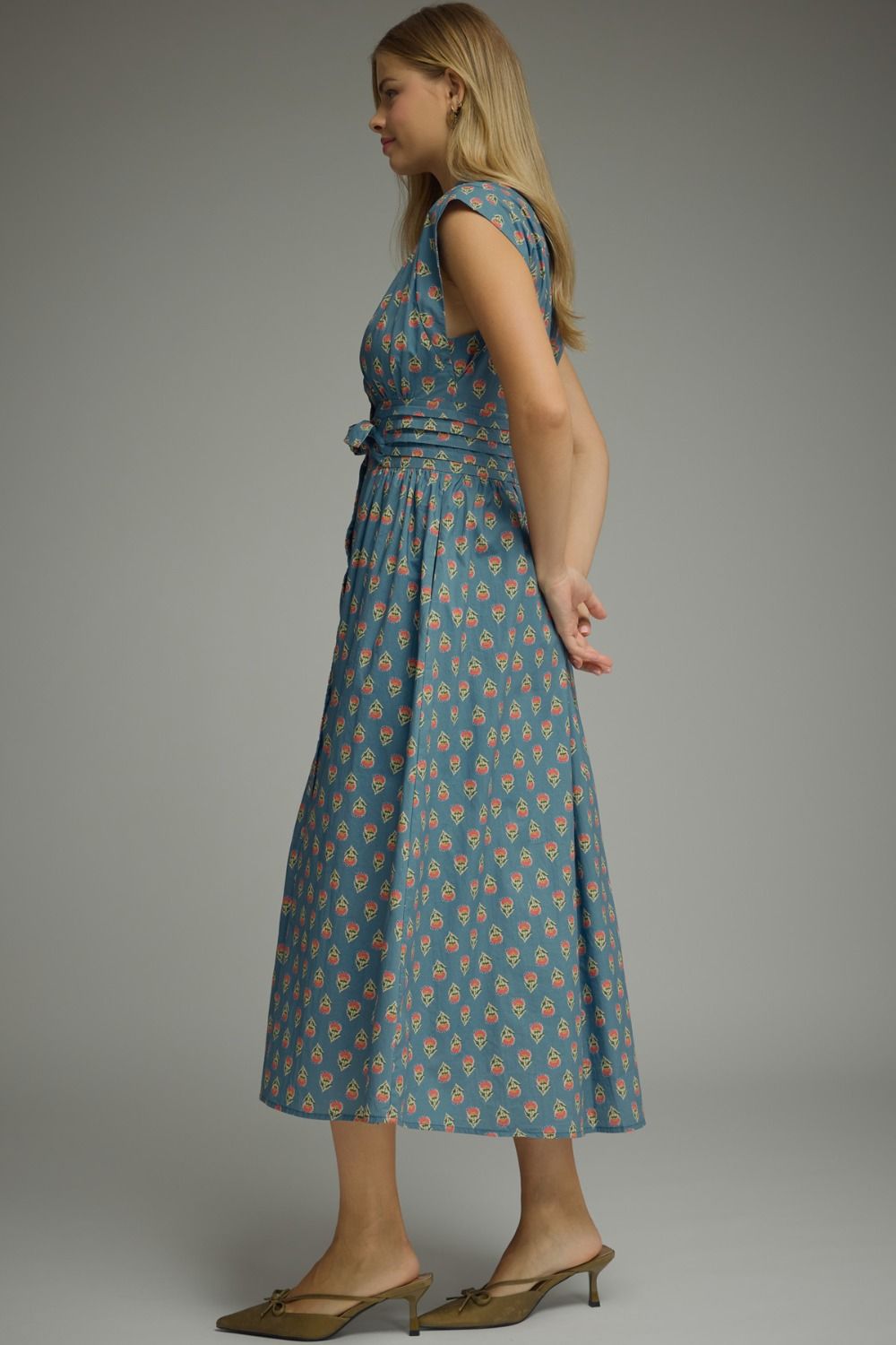 Floral Block Print Midi Dress