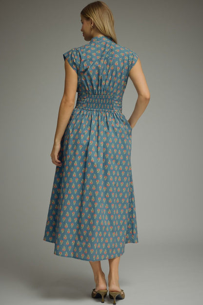 Floral Block Print Midi Dress