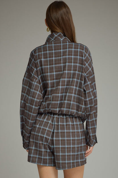 Lightweight Plaid Zip Jacket