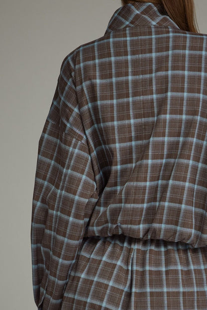 Lightweight Plaid Zip Jacket