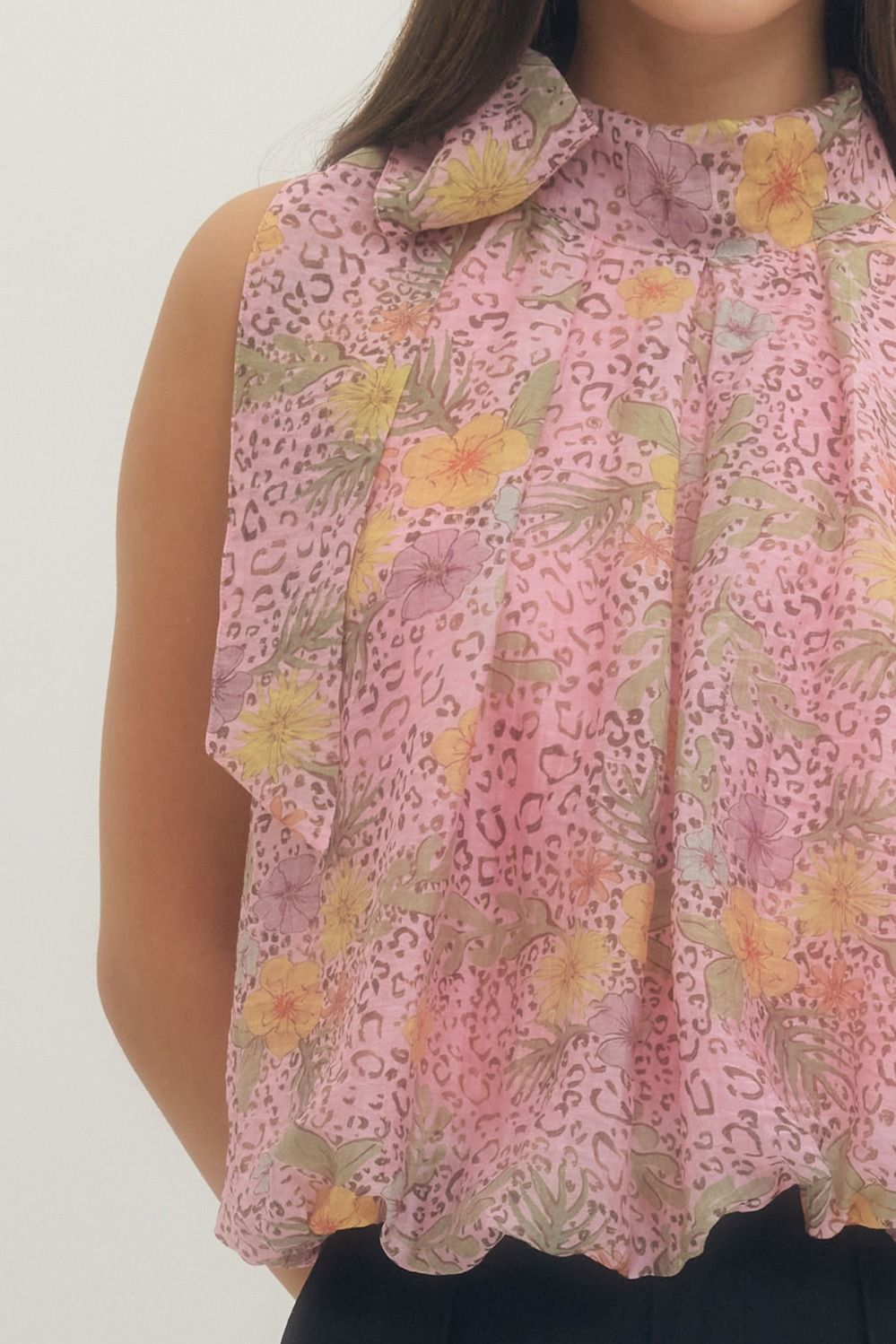 Mixed Print Halter Bubble Top