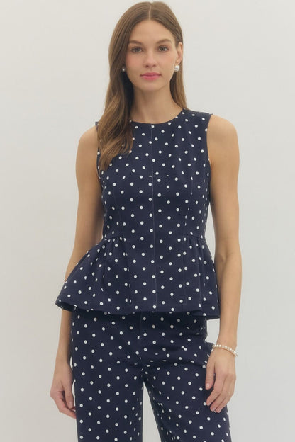 Classic Polka Dot Peplum Top