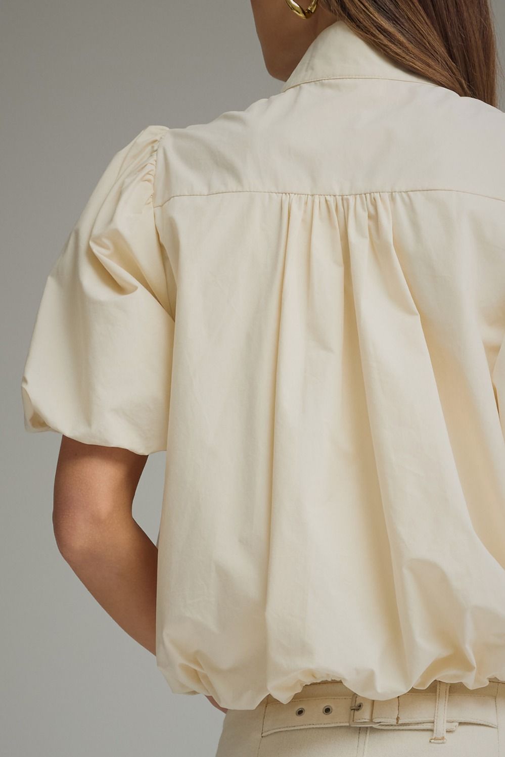 Chic Bubble-Hem Puff Sleeve Top