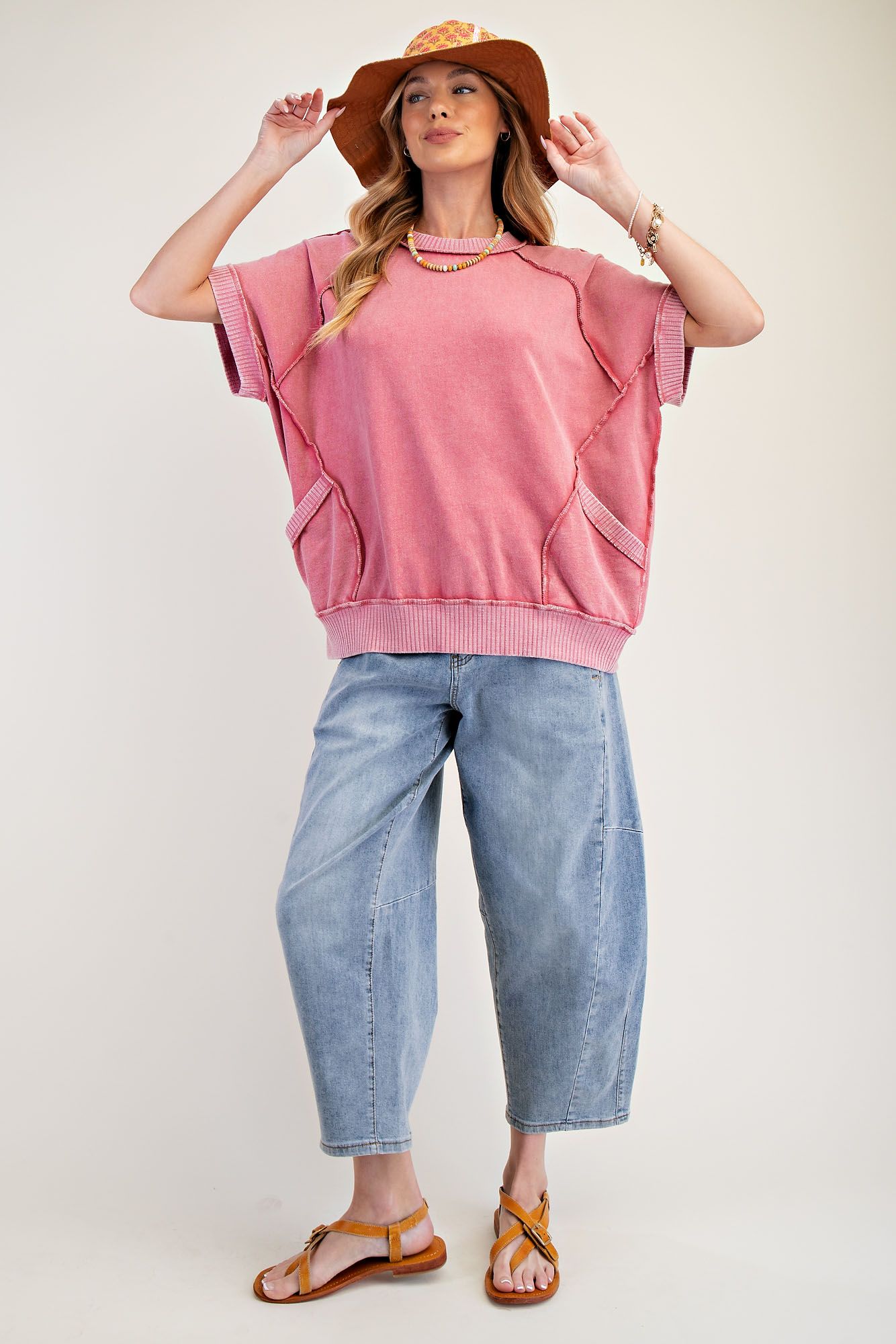 Washed Terry Knit Pullover