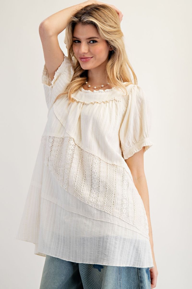 Lace Mix Mineral Washed Woven Tunic