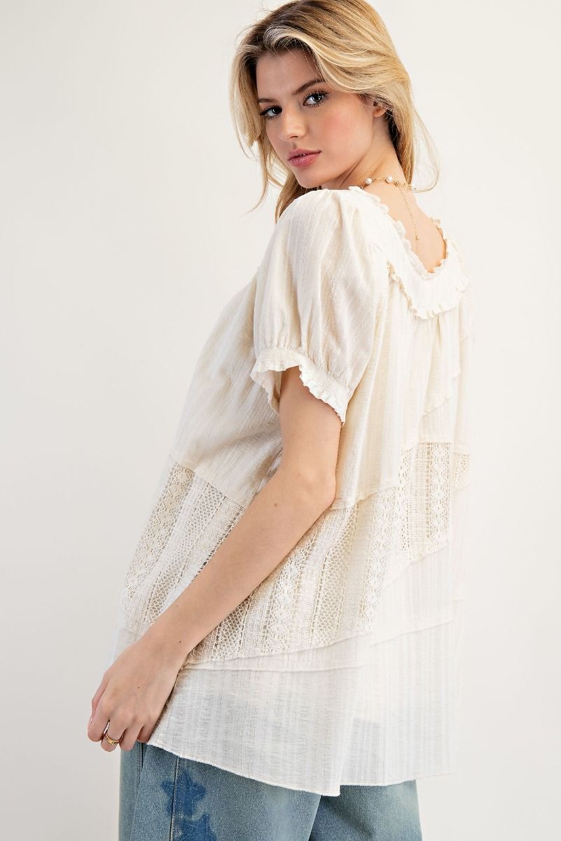Lace Mix Mineral Washed Woven Tunic