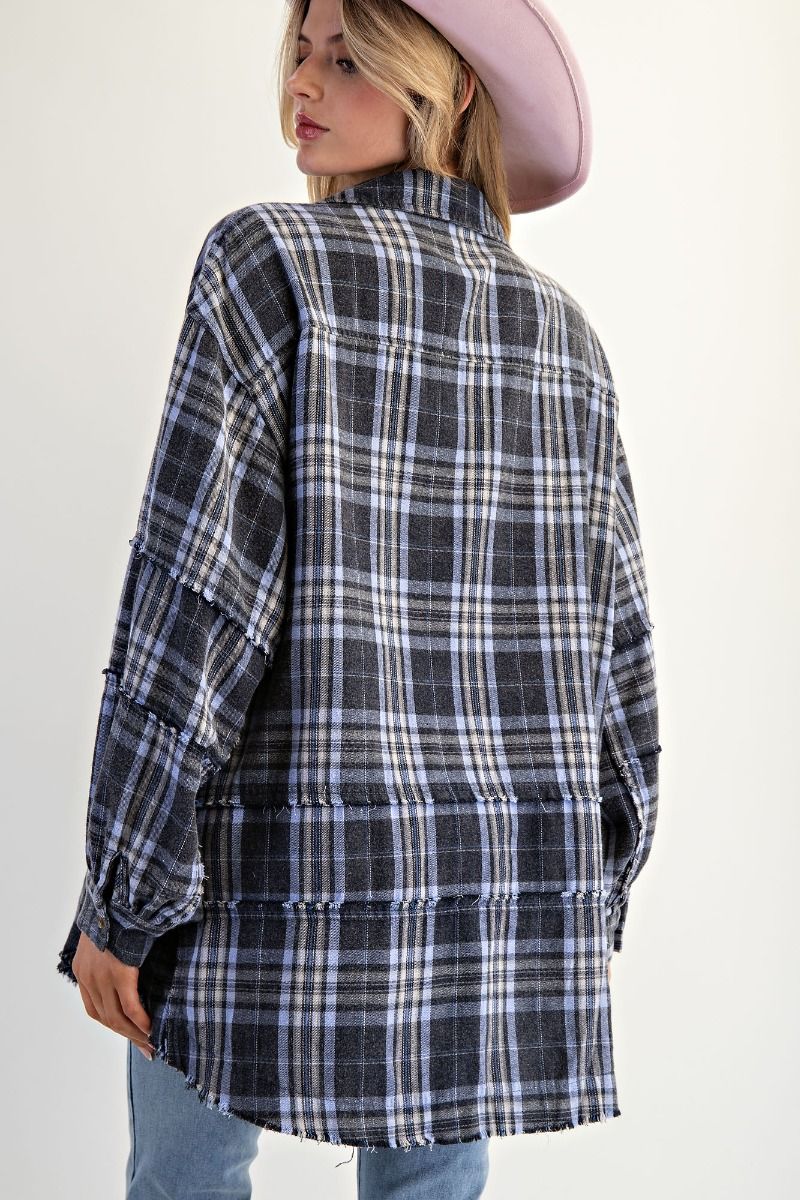 Oversized Mineral Washed Plaid Flannel