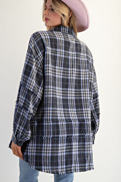Oversized Mineral Washed Plaid Flannel