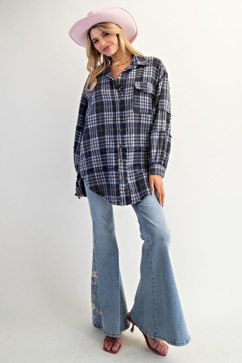 Oversized Mineral Washed Plaid Flannel