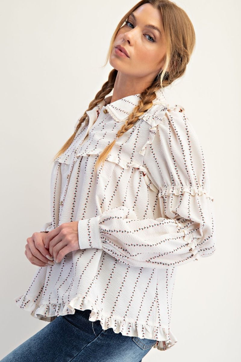 Textured Woven Button Down Shirt