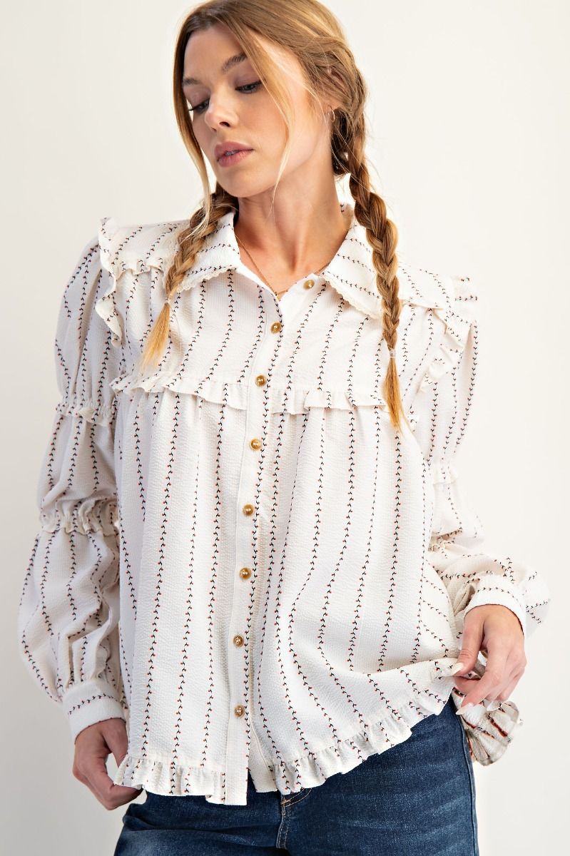 Textured Woven Button Down Shirt