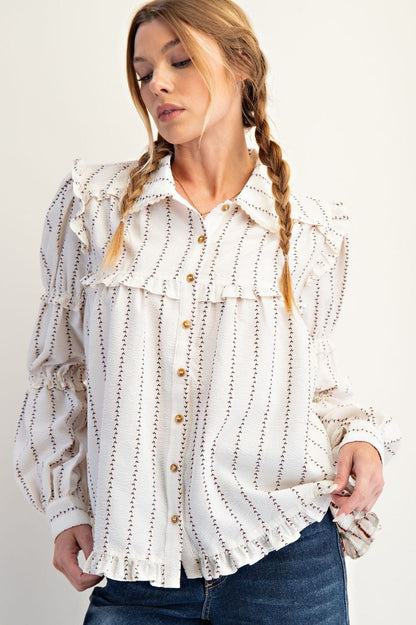 Textured Woven Button Down Shirt