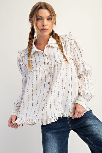 Textured Woven Button Down Shirt