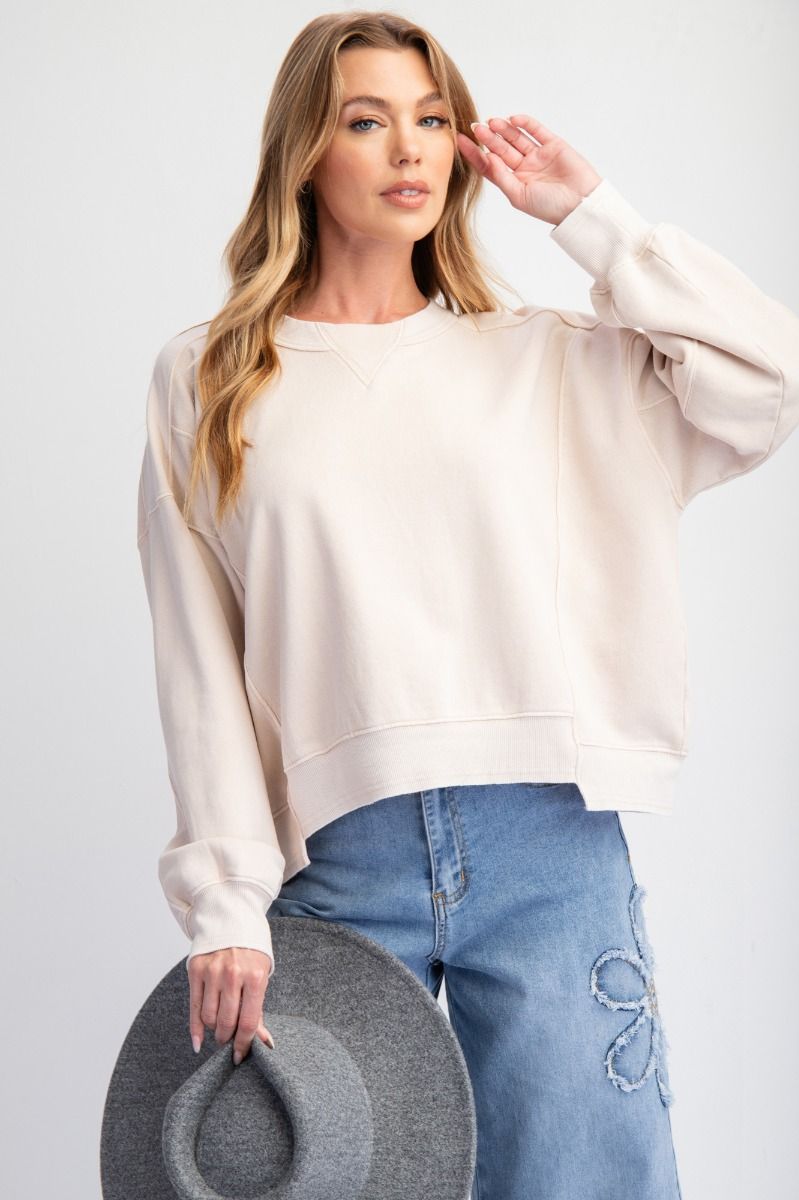 Mineral Washed Terry Knit Pullover