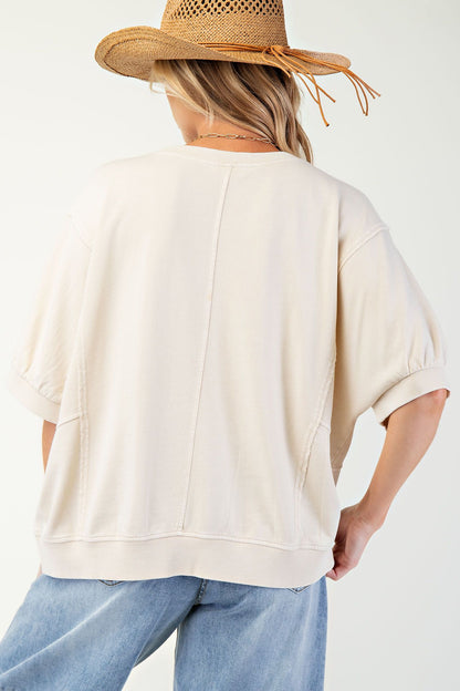 Daisy Patch Mineral Washed Terry Knit Pullover