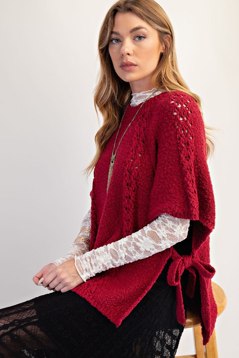 Half Sleeves Knitted Sweater Poncho