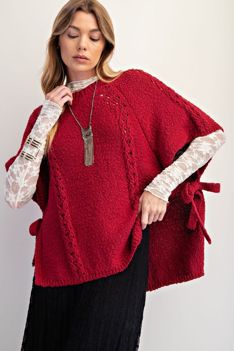 Half Sleeves Knitted Sweater Poncho