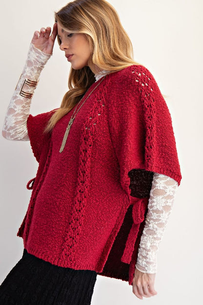 Half Sleeves Knitted Sweater Poncho