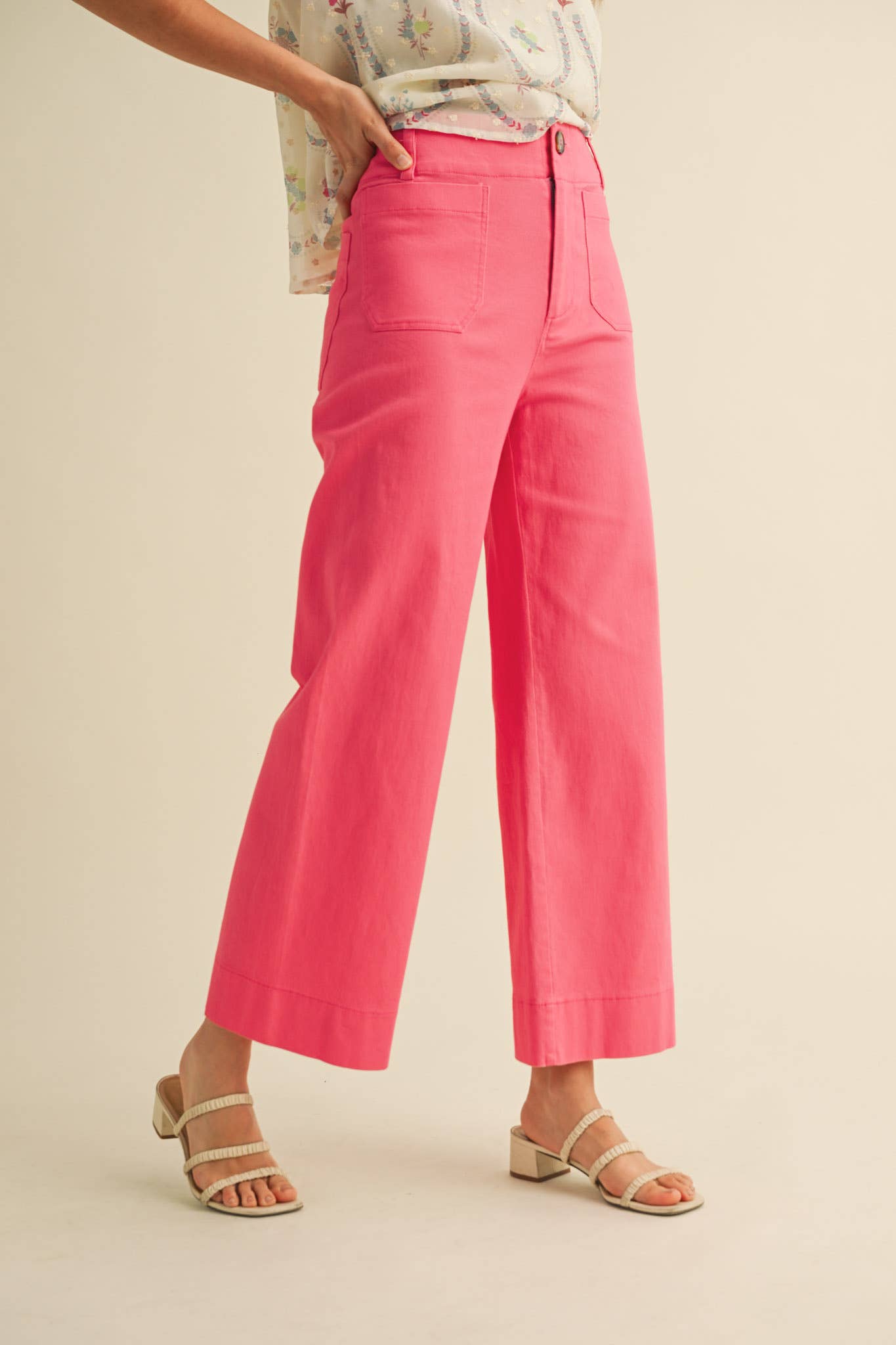 High Waist Cropped Wide Leg Pant