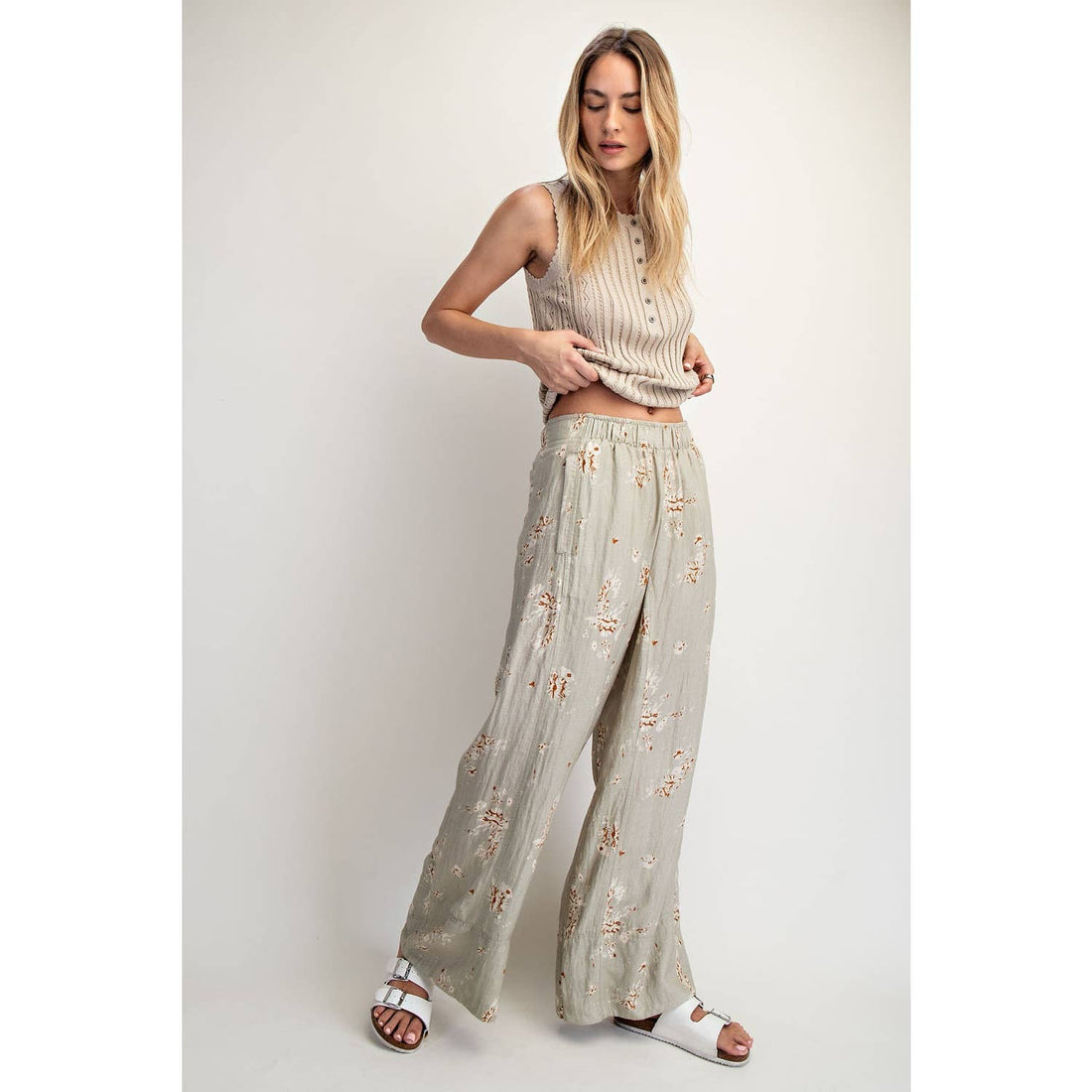 Vintage Floral Pull On Pants