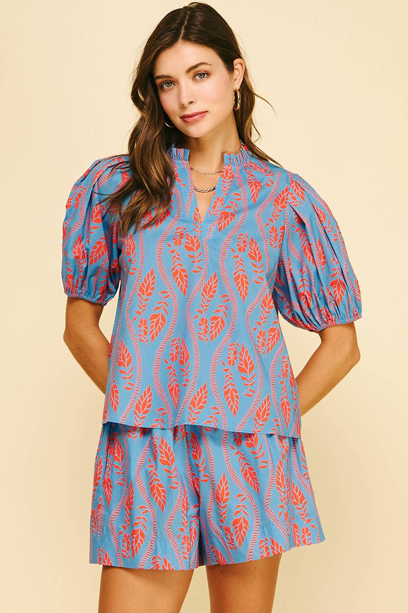Botanical Print Blouse Top