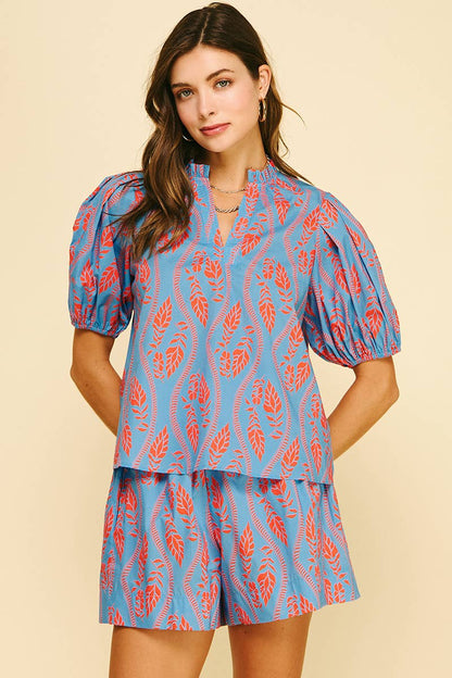 Botanical Print Blouse Top