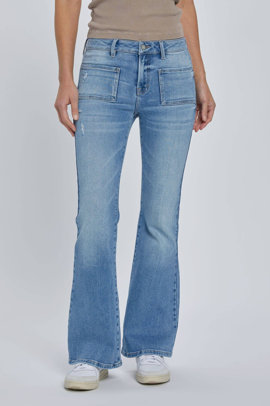 Mid Rise 31&quot; Inseam Front Pocket Flare