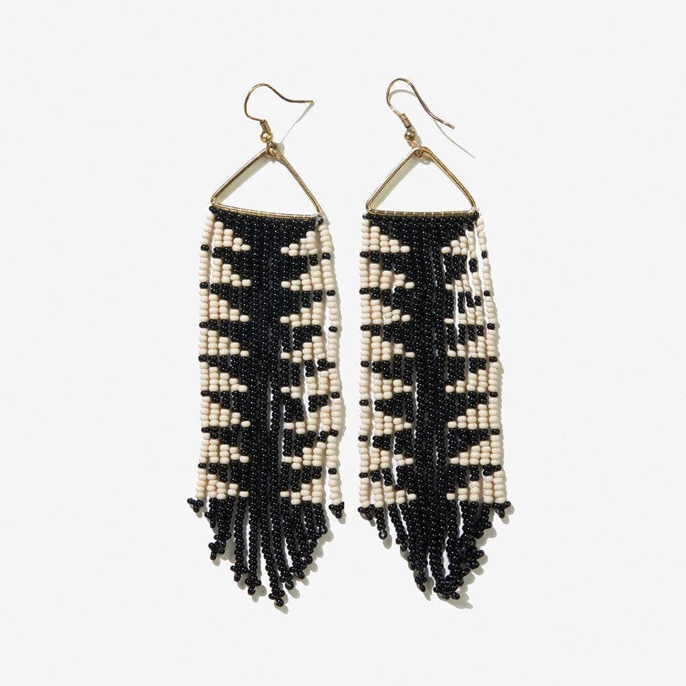 Emilie Arrow Beaded Fringe Earrings