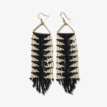 Emilie Arrow Beaded Fringe Earrings
