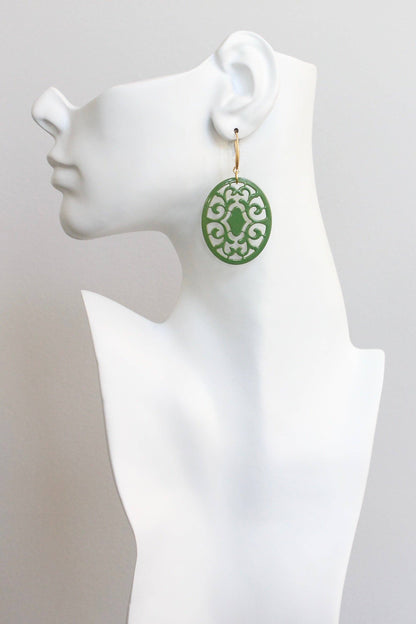 Green Enameled Earrings