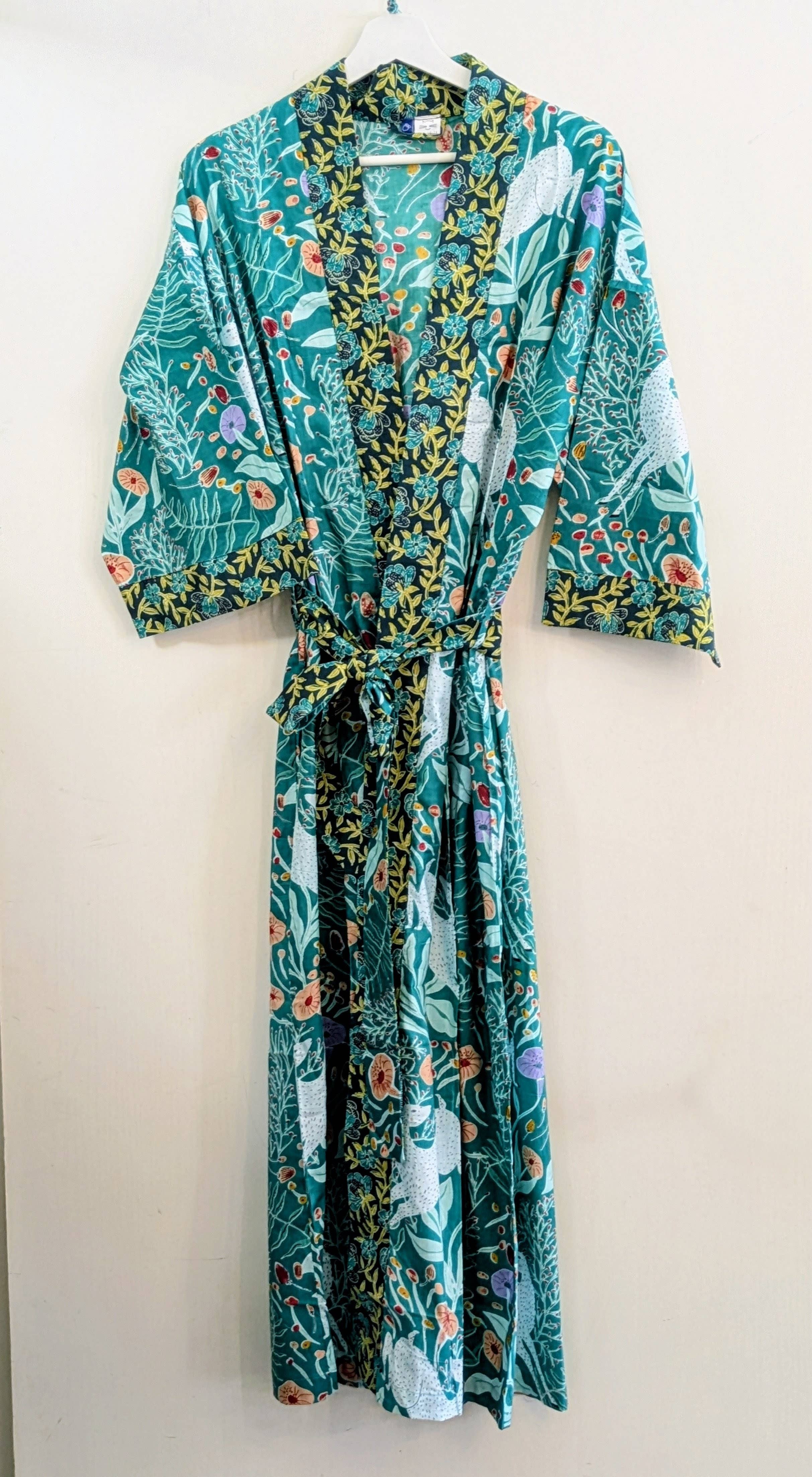 Whimsy &amp; Wildflowers Teal Kimono Rob