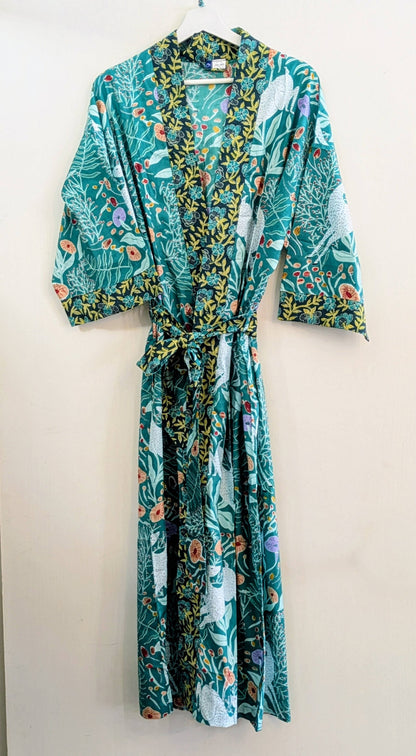 Whimsy &amp; Wildflowers Teal Kimono Rob