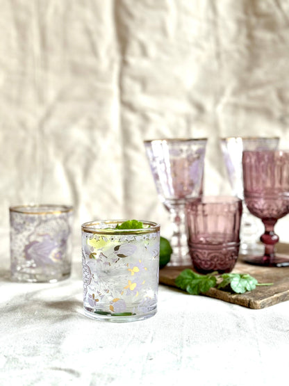 Lilac Tapestry Rocks Glass