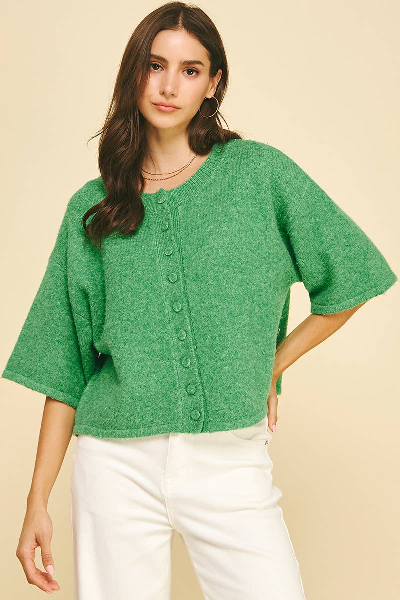 Cozy Button-Front Short Sleeve Cardigan