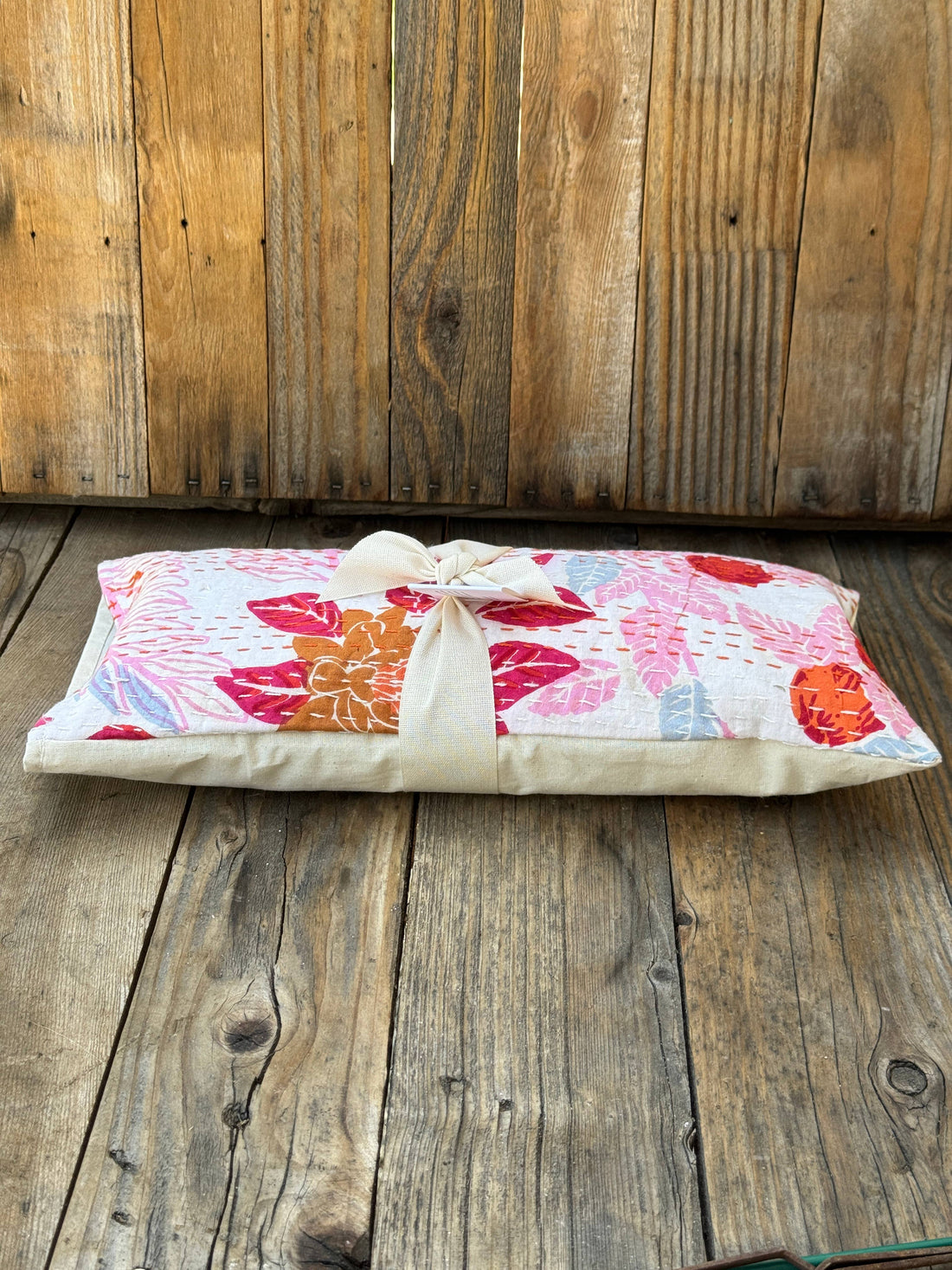 Floral Kantha Lavender Tummy &amp; Neck Pillow